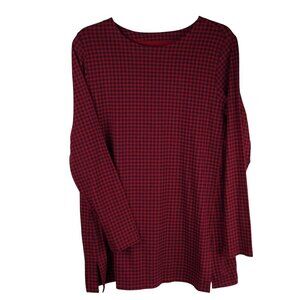 J.Jill Luxe Supima Forward-Seam Tunic Red & Black Plaid Cotton‎ Blend Womens M